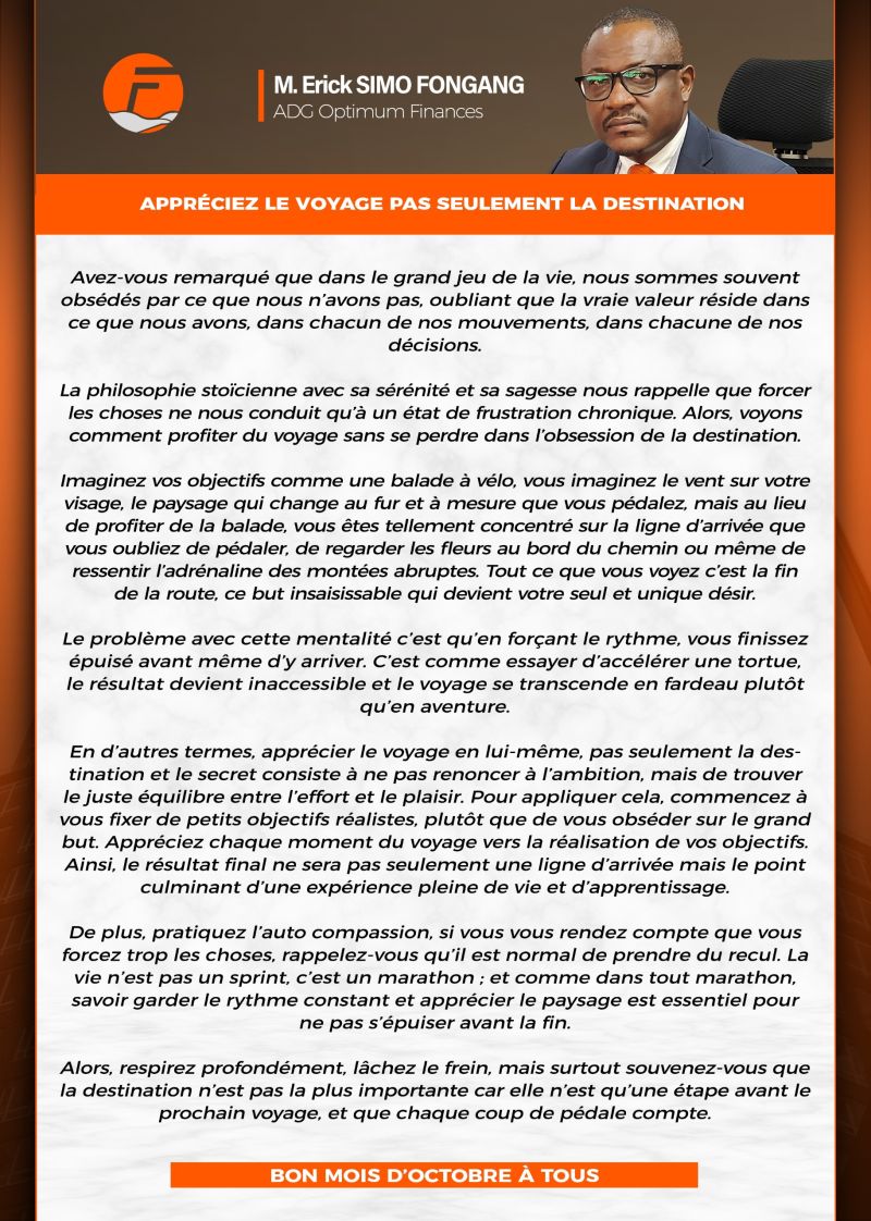 Appréciez le voyage pas seulement la destination